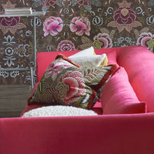 Carregar imagem no visualizador da galeria, Rose De Damas Embroidered Cranberry Cotton Cushion