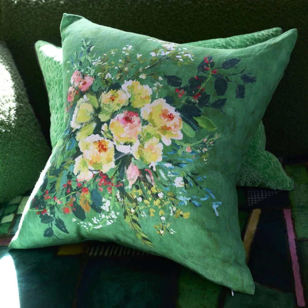 Margaretta Linen Emerald Cushion