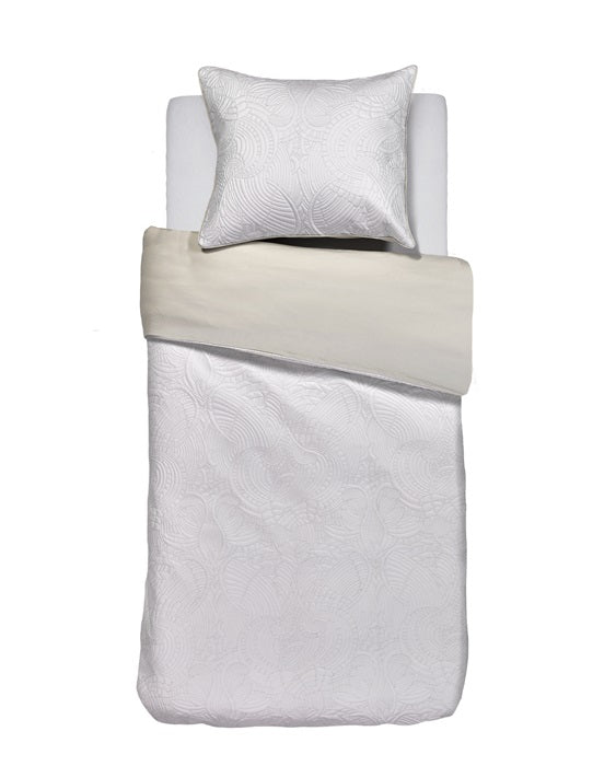Embroidered Dodo Pavone Fitted Sheet Ivory
