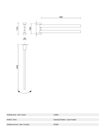 Linea - towel rail swivel-mounted