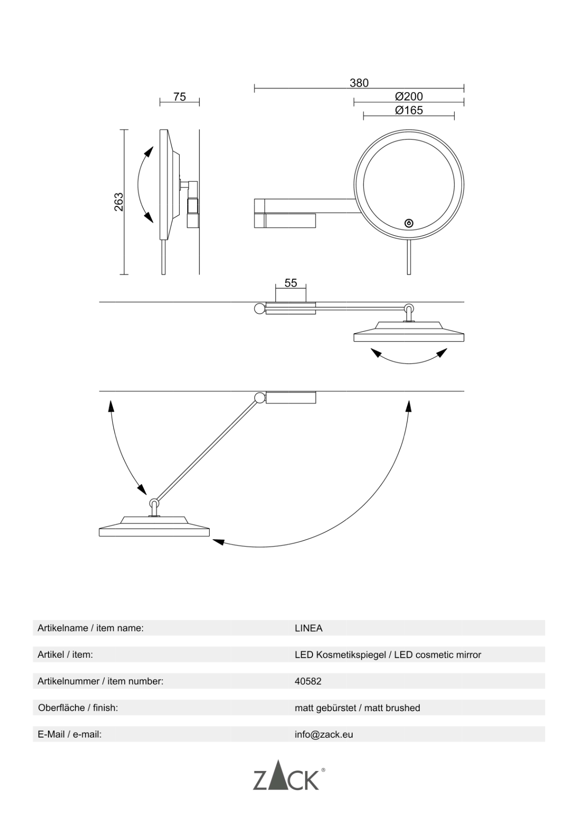 Linea - led vanity mirror