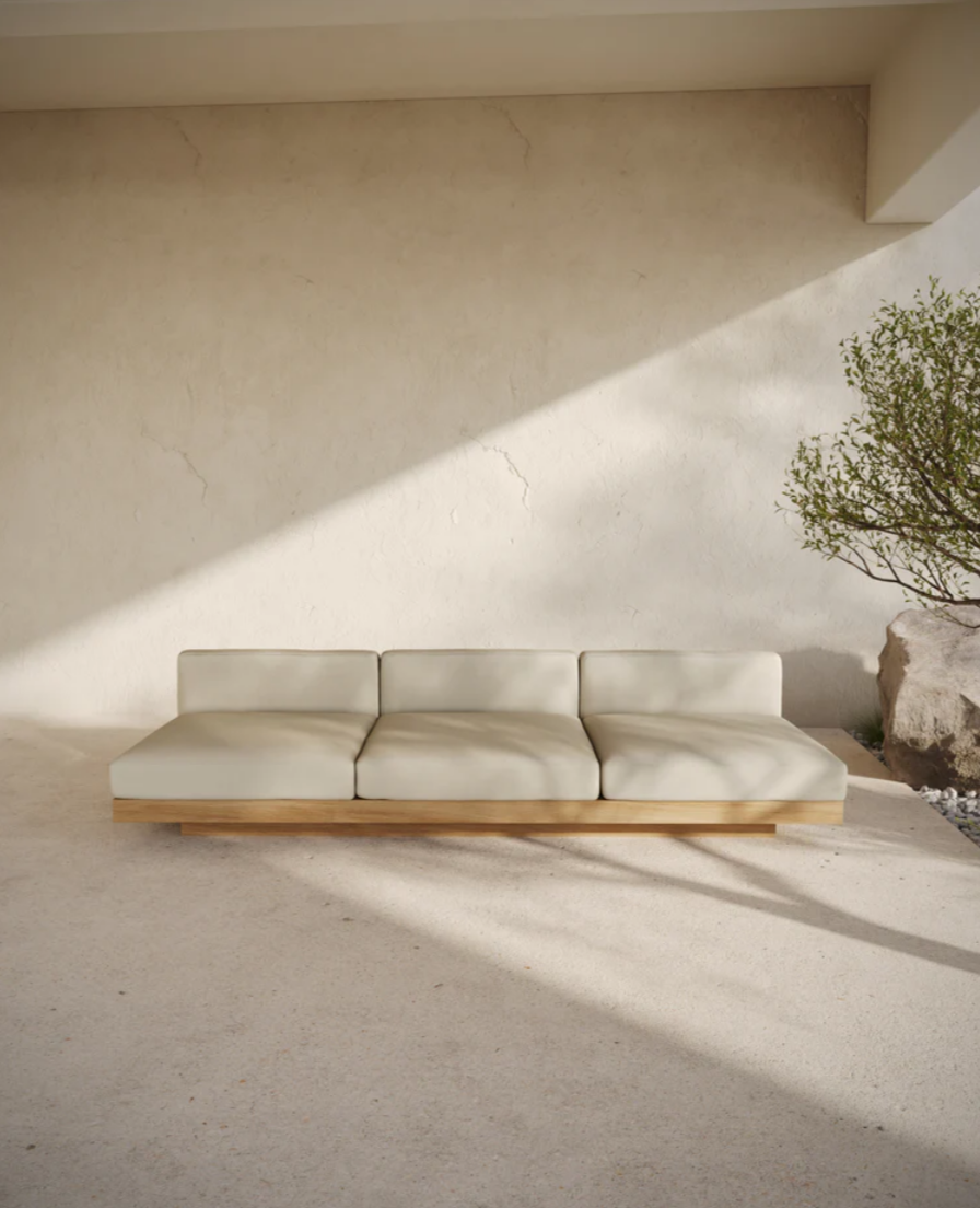 Bench three Seater incl cushion Outdoor Chalk Rudolph