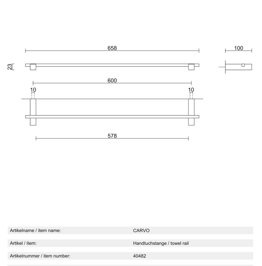 Carvo - towel rail Black