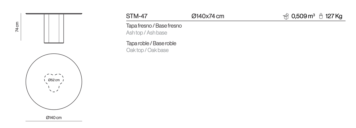 Stella Dining Table ø 140 - Ash and Oak (base)