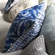Load image into Gallery viewer, Parquet Batik Indigo cotton cushion