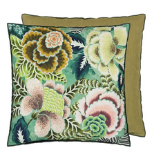 Load image into Gallery viewer, Rose de Damas jade cotton/linen cushion