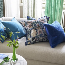 Load image into Gallery viewer, Ikebana Damask slate cotton cushion