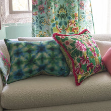 Load image into Gallery viewer, Ikebana Damask fucsia embroidered cotton cushion