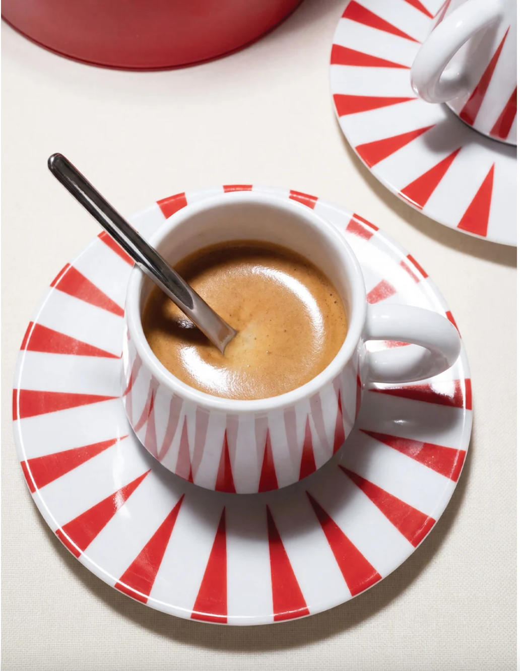 Delight Set of Two Mocha Cups with Saucer (Red)