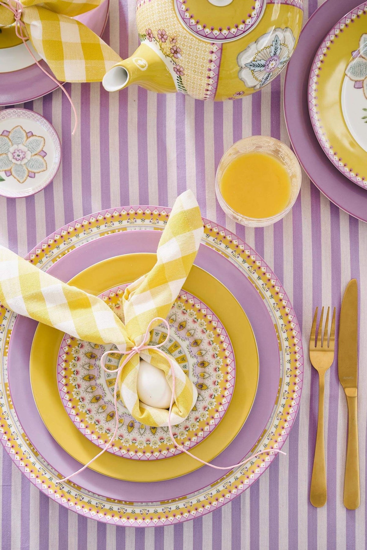 Plate Lily&Lotus Moon Delight Light Yellow - White 32 cm (Set 4 Pieces)
