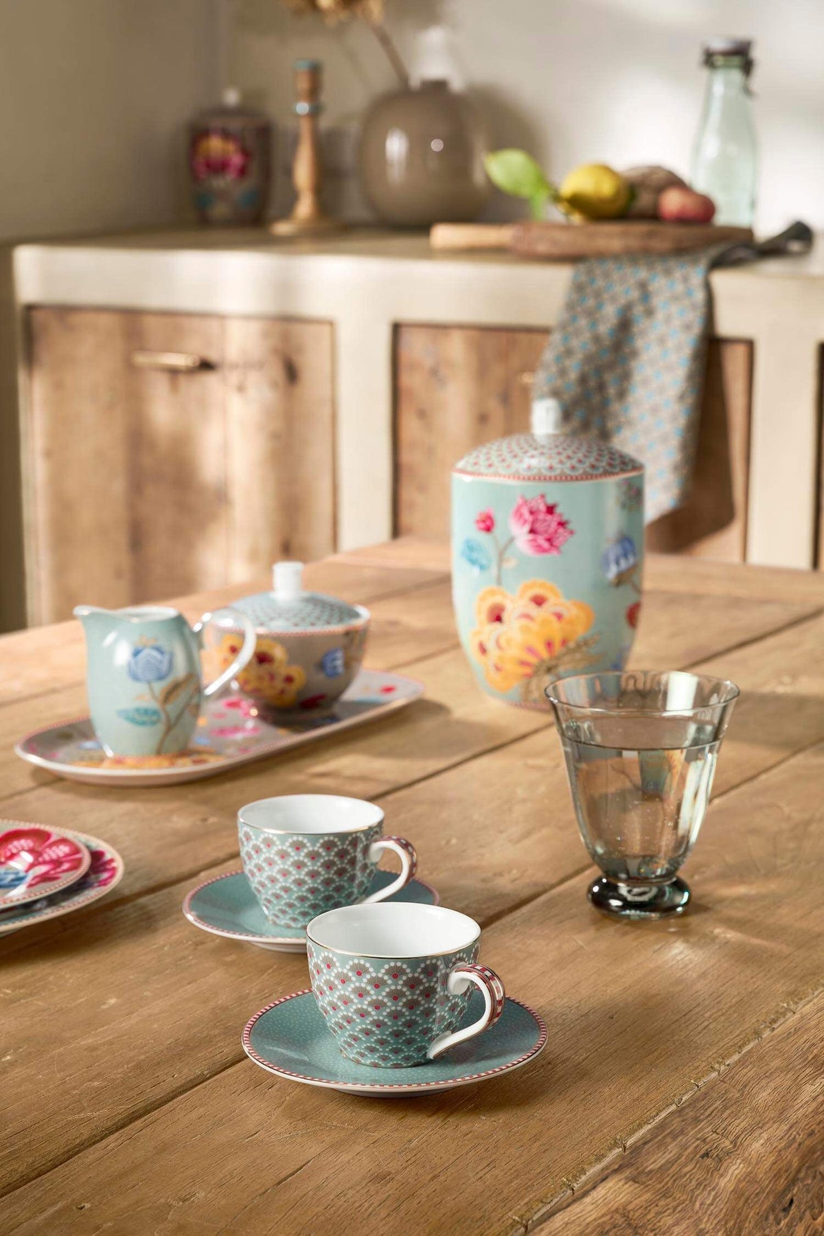Espresso Cups & Saucers Blooming Tales Blue e 120 ml (Set 2 Pieces)