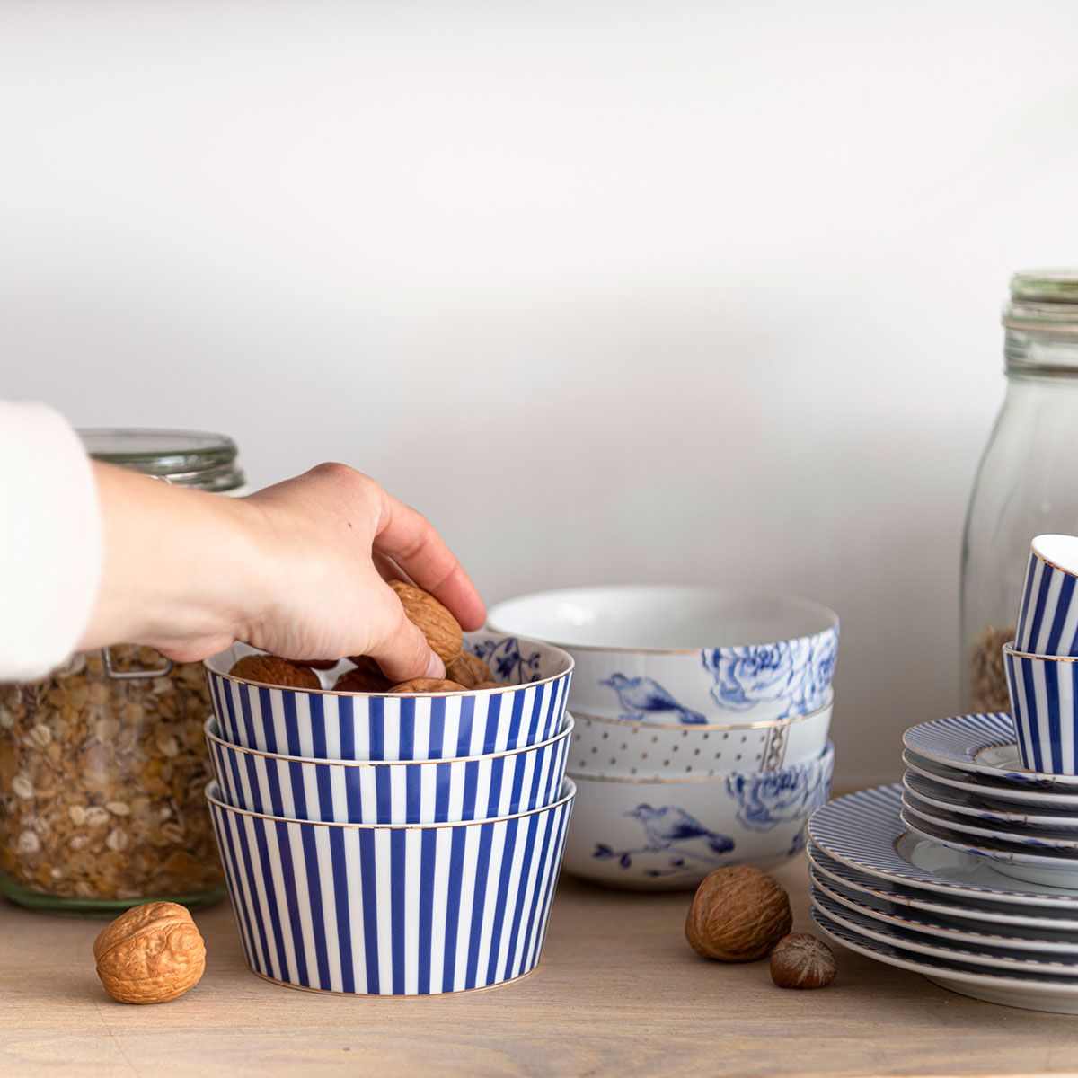 Bowl Royal Stripes Blue 12 cm (Set 4 Pieces)