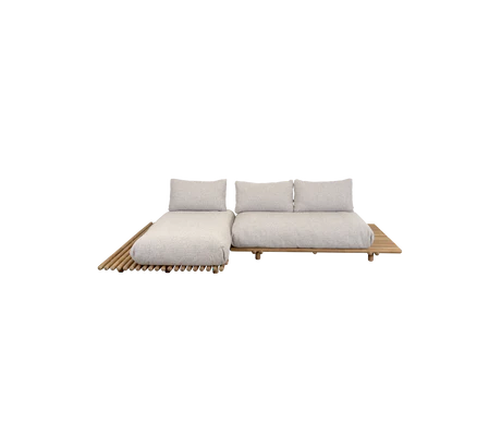 Sticks platform, sofa w/ chaise lounge - Teak
