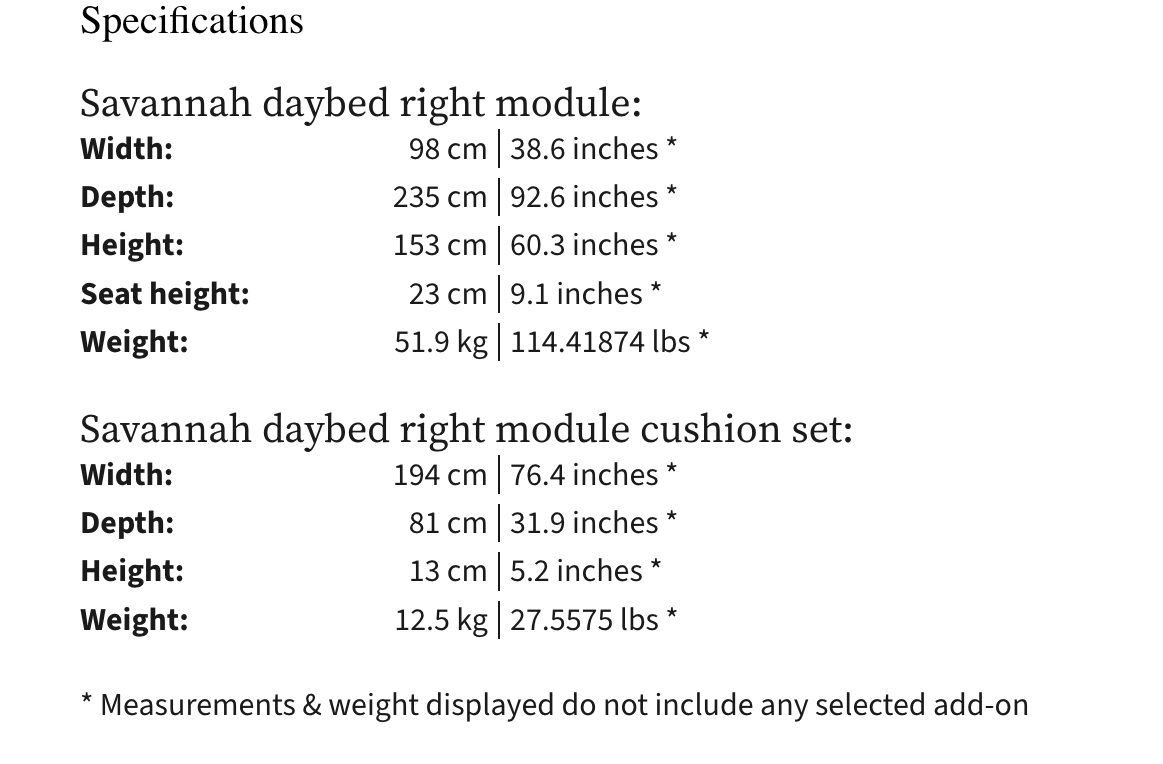 Savannah daybed, left module
