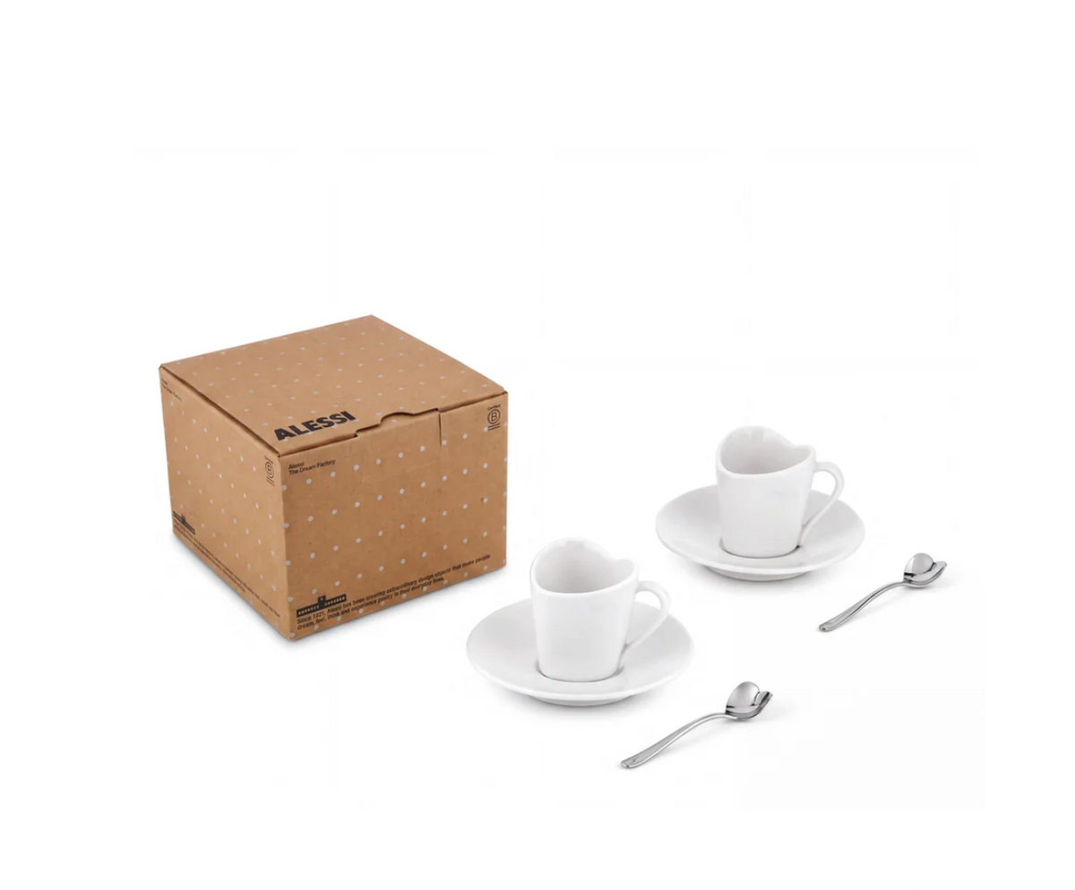 To Set of Two Mocha Cups with Saucer and two coffee spoons