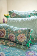 Load image into Gallery viewer, Viva las Flores long cushion green