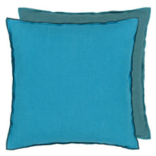 Load image into Gallery viewer, Brera Lino Indian Ocean &amp; Teal Linen Cushion
