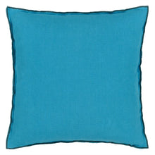 Load image into Gallery viewer, Brera Lino Indian Ocean &amp; Teal Linen Cushion
