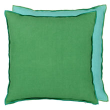 Load image into Gallery viewer, Brera Lino Emerald &amp; Capri Linen Cushion
