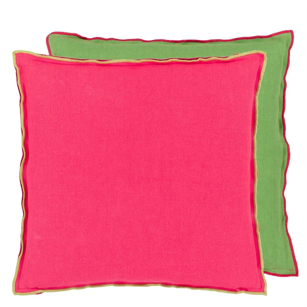 Brera Lino Cerise & Grass Linen Cushion