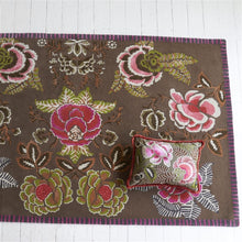 Load image into Gallery viewer, Rose De Damas Embroidered Cranberry Cotton Cushion
