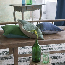 Load image into Gallery viewer, Brera Lino Emerald &amp; Capri Linen Cushion
