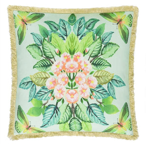 Celastrina Embroidered Turquoise Cotton Cushion