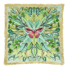 Load image into Gallery viewer, Celastrina Embroidered Turquoise Cotton Cushion
