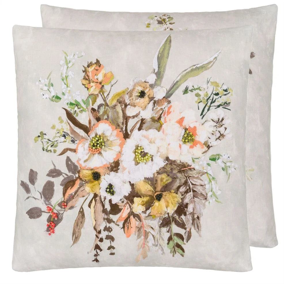 Margaretta Linen Sepia Cushion