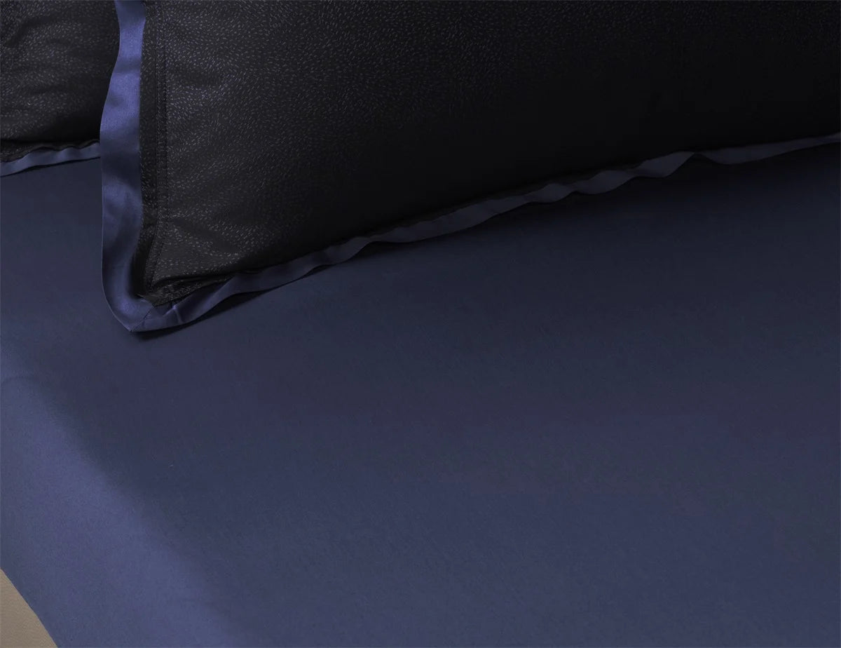 Calligraphy Bird Fitted Sheet Blue