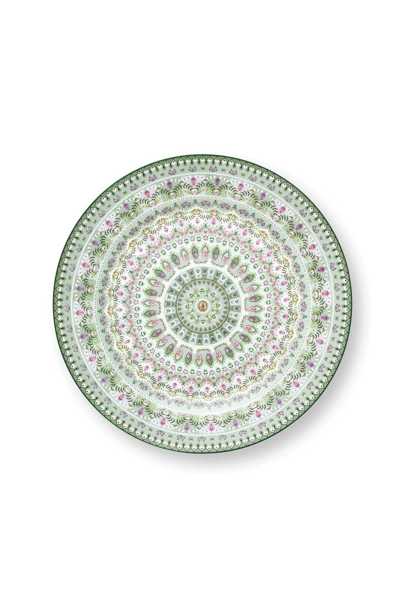 Plate Lily&Lotus Moon Delight Light Green - White 32 cm (Set 4 Pieces)