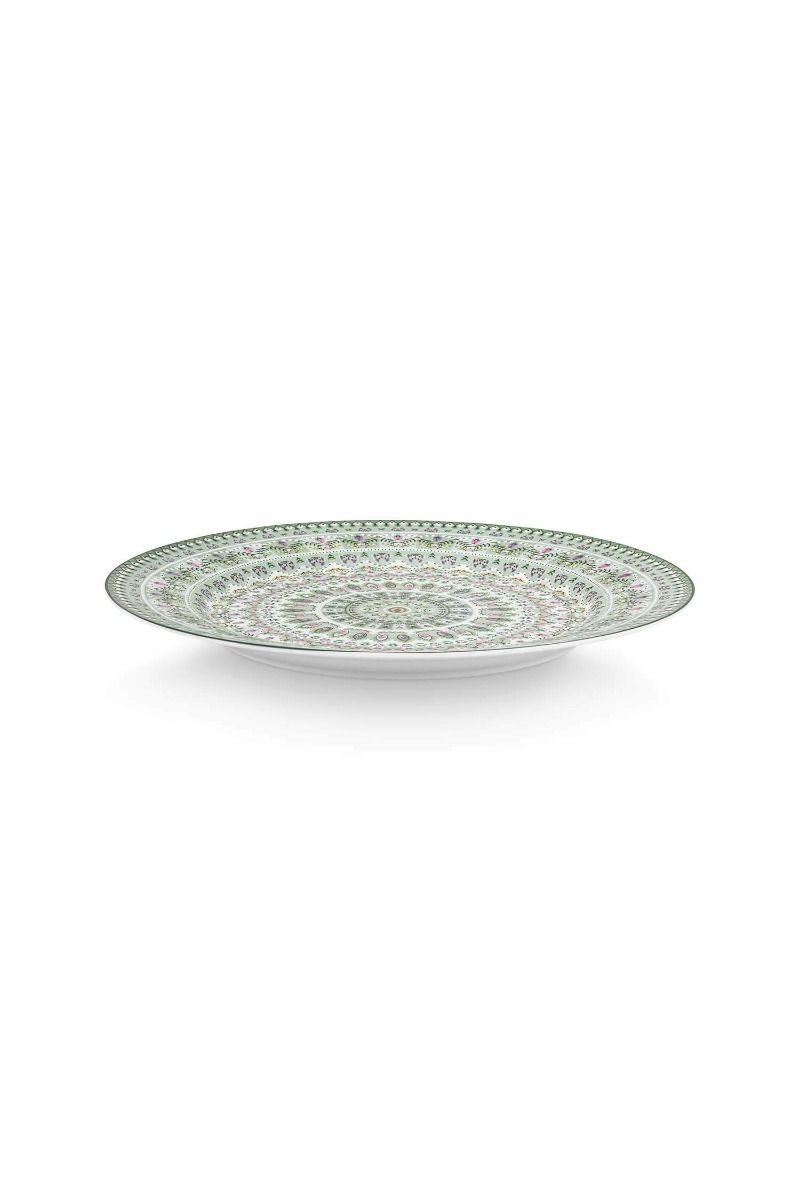 Plate Lily&Lotus Moon Delight Light Green - White 32 cm (Set 4 Pieces)
