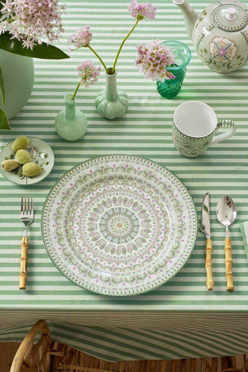 Plate Lily&Lotus Moon Delight Light Green - White 32 cm (Set 4 Pieces)