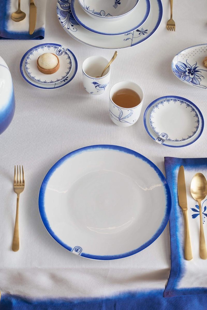 Dinner Plate Pip & The Blue Bird Dip Dye - White 30 cm (Set 4 Pieces)