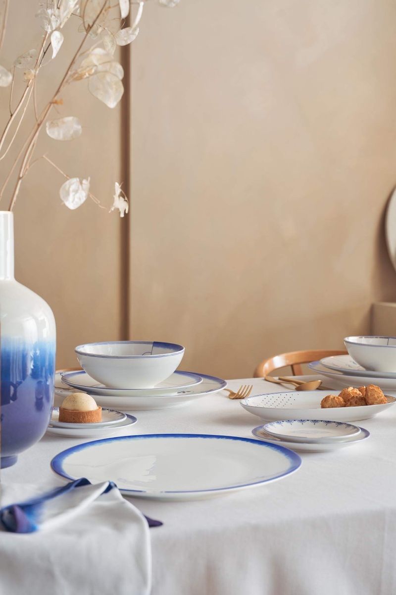 Dinner Plate Pip & The Blue Bird Dip Dye - White 30 cm (Set 4 Pieces)