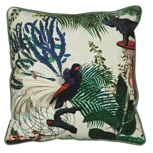 Menagerie of Extinct Animals Cushion Square - Ivory