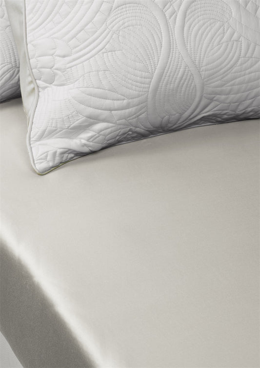 Embroidered Dodo Pavone Fitted Sheet Ivory