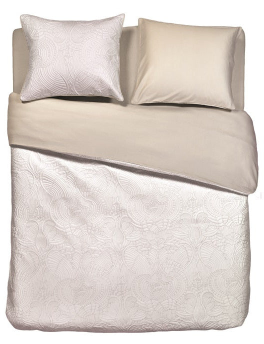 Embroidered Dodo Pavone Duvet Cover Set White