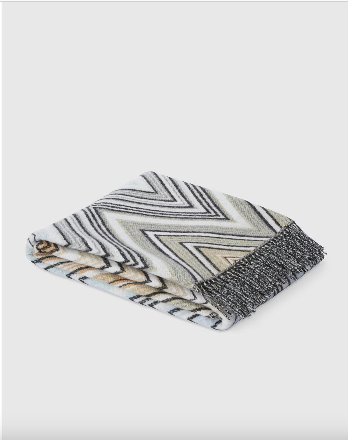 Plume Plaid blanket Chevron wool blend with fringes