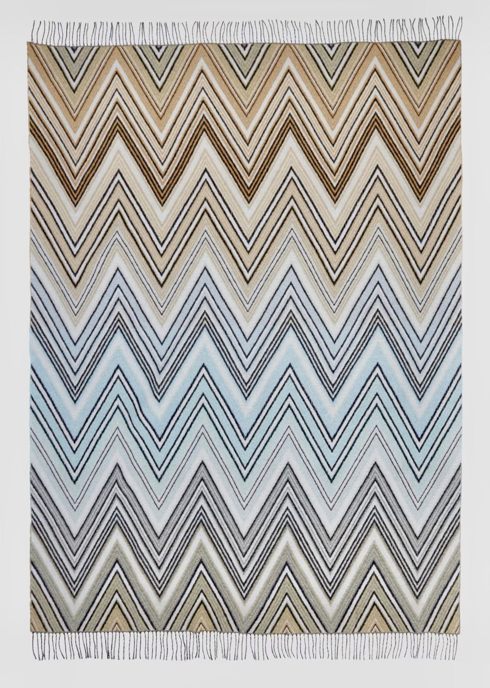 Plume Plaid blanket Chevron wool blend with fringes