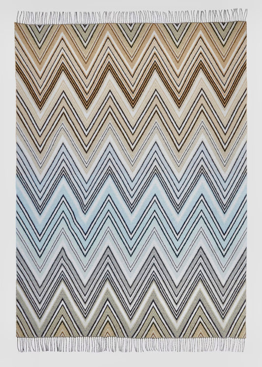 Plume Plaid blanket Chevron wool blend with fringes
