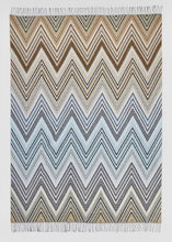 Load image into Gallery viewer, Plaid blanket Chevron wool blend with fringes
