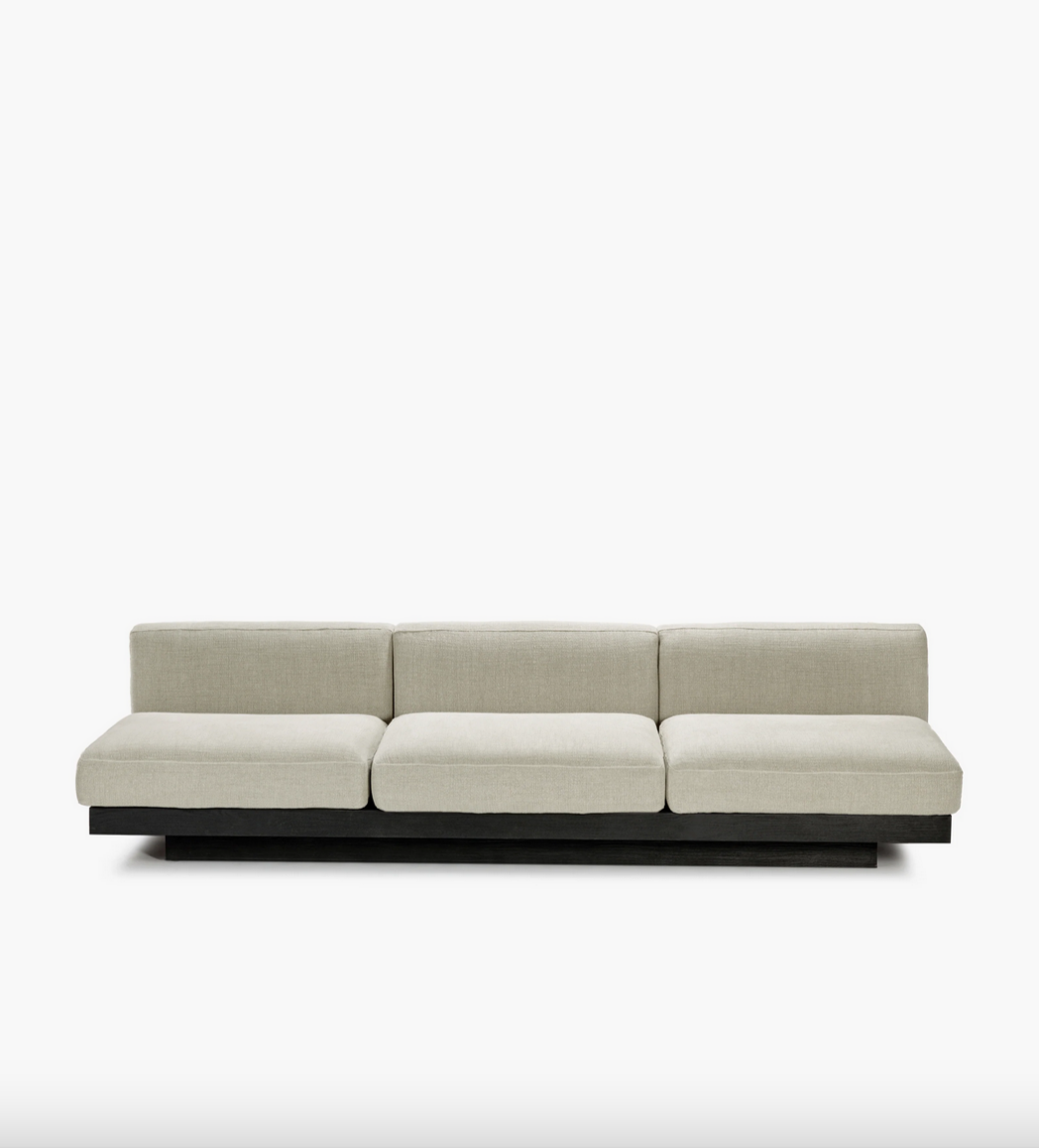 Bench three seater incl cushion Indoor Beige - Black Rudolph