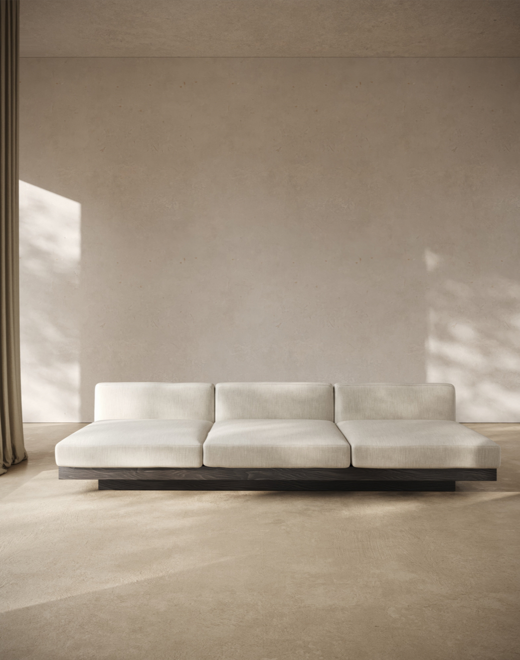 Bench three seater incl cushion Indoor Beige - Black Rudolph