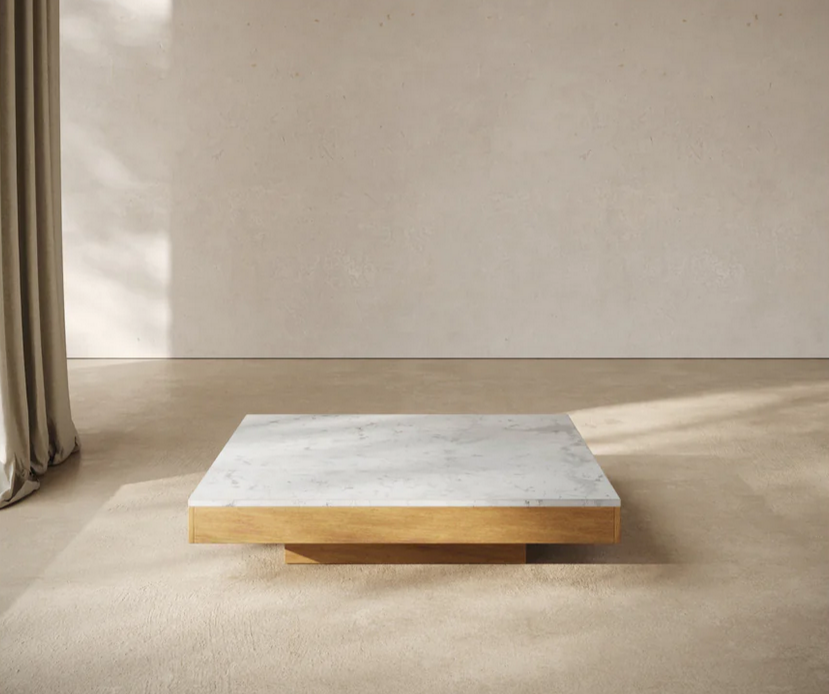 SIDETABLE RUDOLPH (with top Marble) Cognac
