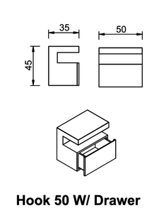 Hook Side Table w/ Drawer (Simple & Brass)