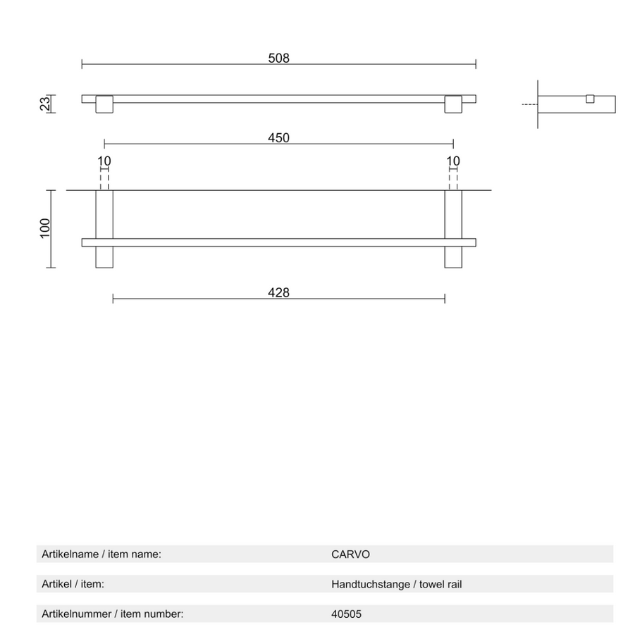 Carvo - towel rail Black