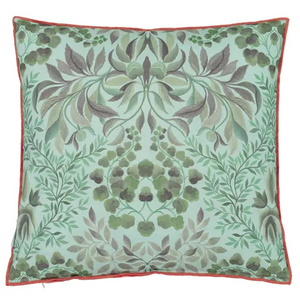 Ikebana Damask Aqua cotton cushion