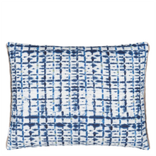 Load image into Gallery viewer, Parquet Batik Indigo cotton cushion
