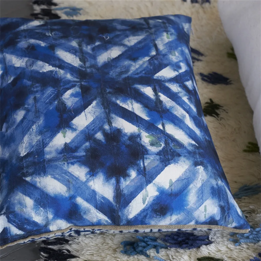 Parquet Batik Indigo cotton cushion